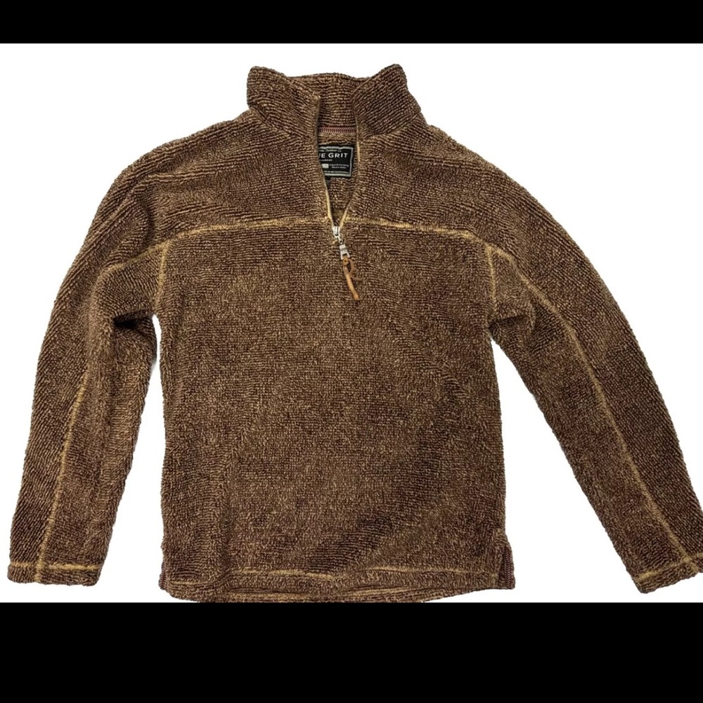 True Grit Sherpa fleece pullover Mens XS Brown 1/4 Zip sweatshirt Warm 51M33LFS